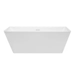 Decina Aria white back-to-wall freestanding bath with integrated overflow, front view