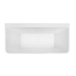 Decina Aria white back-to-wall freestanding bath, top view with centre waste and integrated overflow slot