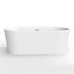Decina Aurora matte white back to wall bath with overflow, oval front view on white background
