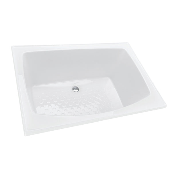 Decina Azzuro white inset shower bath with slip-resistant base, square front view