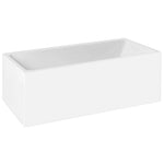 Decina Bianco white rectangular back-to-wall freestanding bath, angled product view