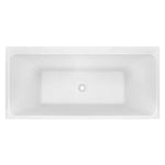Decina Bianco white rectangular freestanding bath, top view with centre waste, 1500mm
