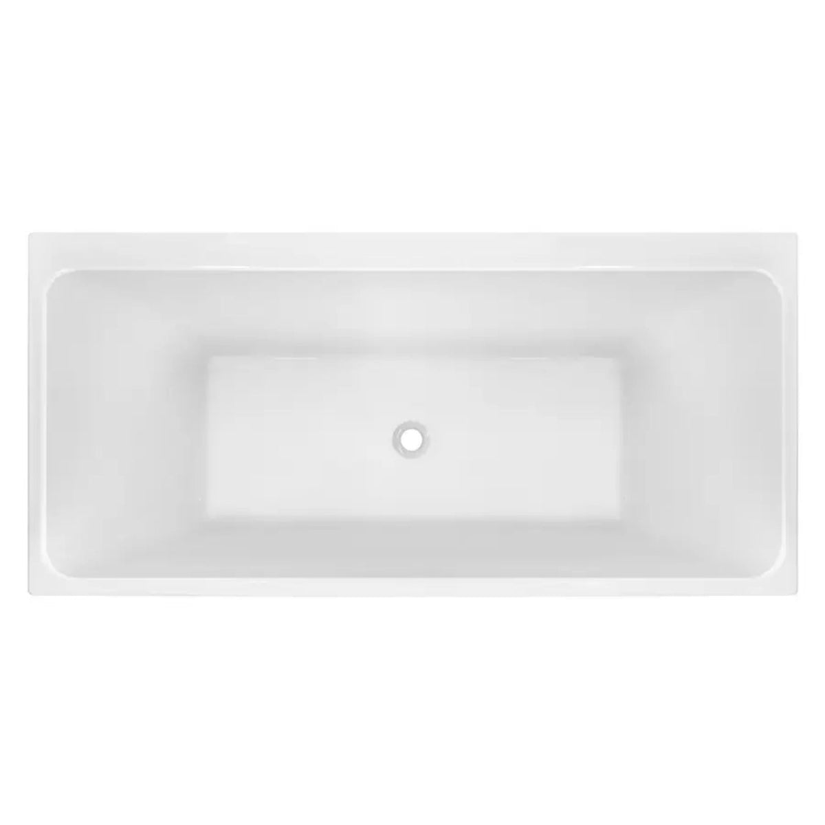 Decina Bianco white rectangular freestanding bath, top view with centre waste, 1500mm