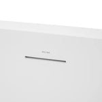 Decina Elisi white freestanding acrylic bath close-up showing the integrated overflow detail