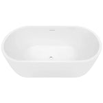 Decina Elisi white freestanding bath, oval top view with integrated overflow and centre waste