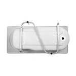 Decina Ezi Frame bath support with adjustable galvanised steel frame under rectangular bath, top view