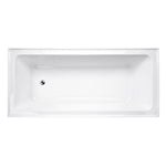 Decina Fabrino white rectangular inset bath with end waste and tile flange, shown from above on white background