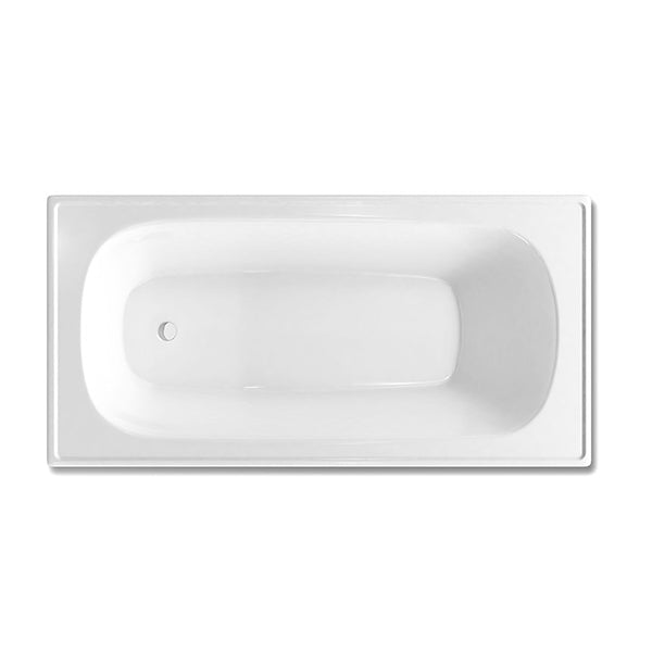 Decina Giorgia 1700mm white pressed metal bath, top view, rectangular built-in bath with centred waste hole
