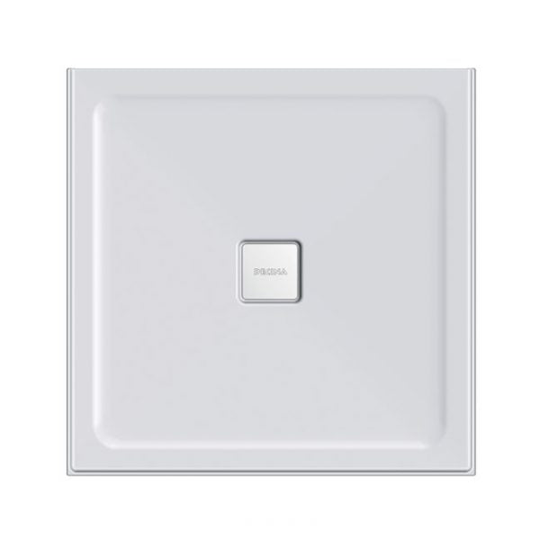 Decina Luna 900 white square shower base with centre waste outlet, top view