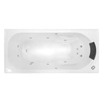 Decina Modena Contour white acrylic spa bath, rectangular top view with jets and control pad on rim
