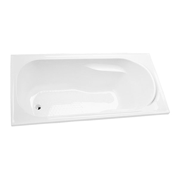 Decina Modena white acrylic rectangular shower bath, top view with integrated seat and waste hole