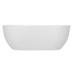 Decina Novara white oval freestanding bath, side view with slim lip and integrated overflow