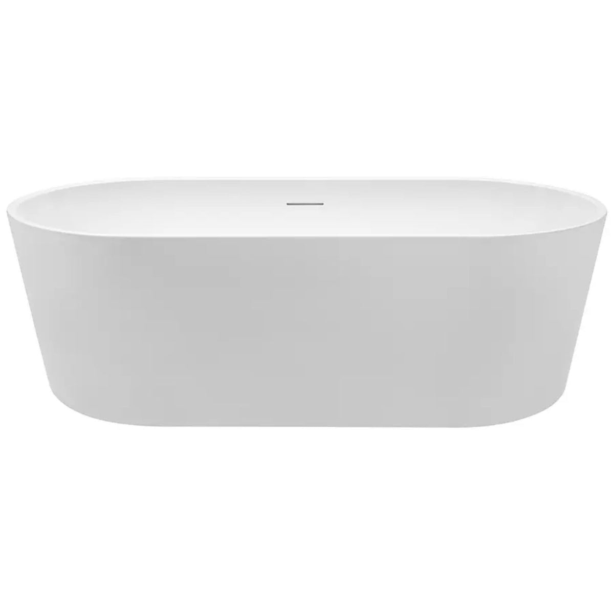 Decina Prezzo white oval freestanding bath with integrated overflow, front view