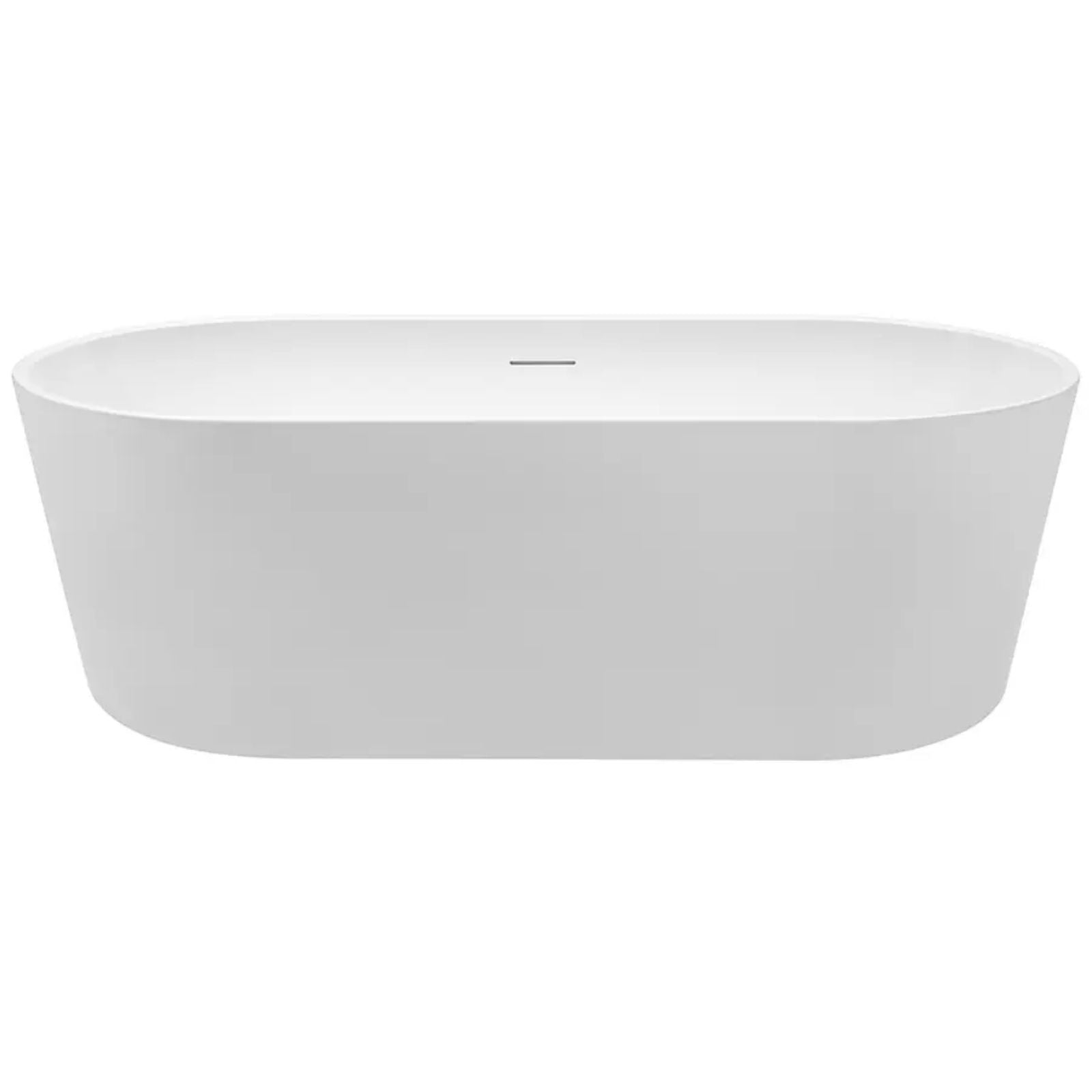 Decina Prezzo white oval freestanding bath with integrated overflow, front view