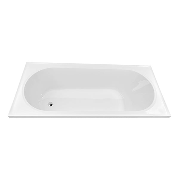 Decina Turin white inset bath, rectangular outer shape with oval interior, shown on a white background
