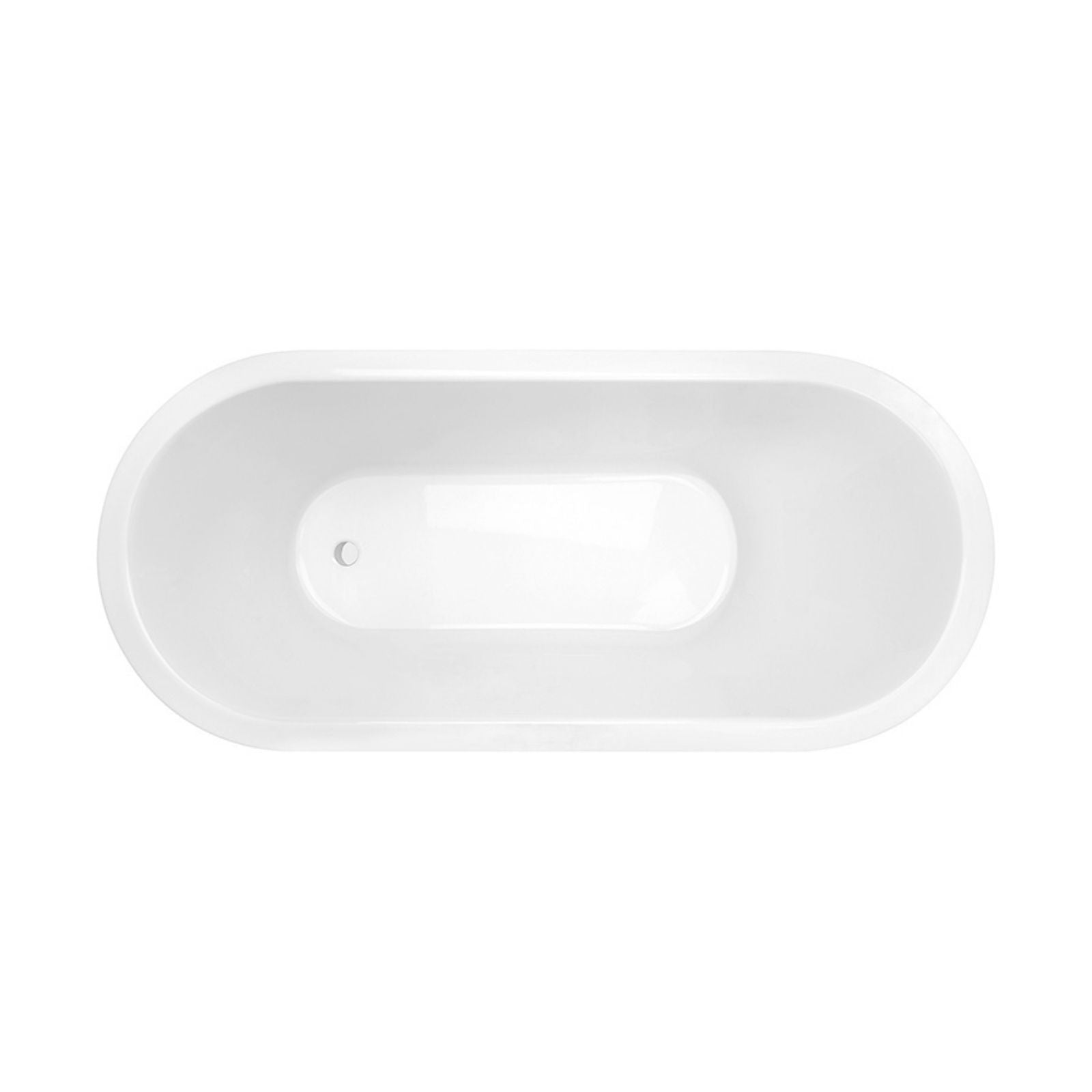 Decina Uno 1530 white oval island bath, top view, with end waste location