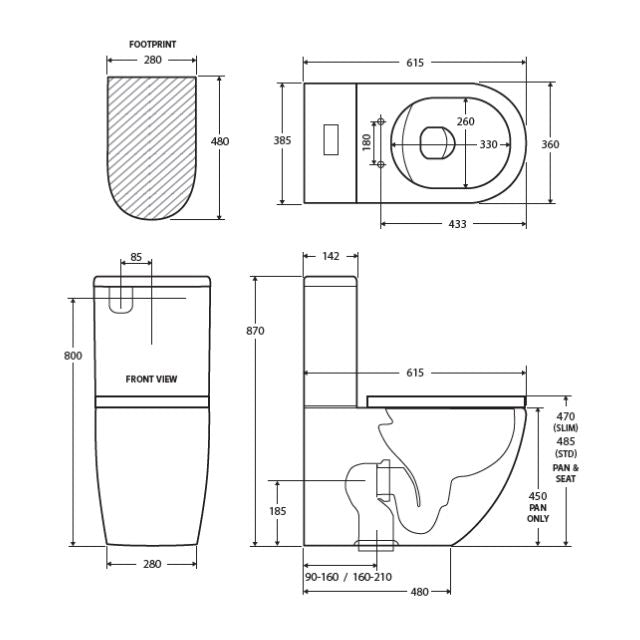 Fienza Alix Extra Height Back-to-Wall Toilet Suite With Slim Seat