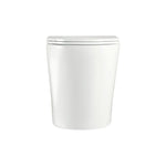 Fienza Aluca wall-faced toilet pan with slim seat, gloss white, front view on white background