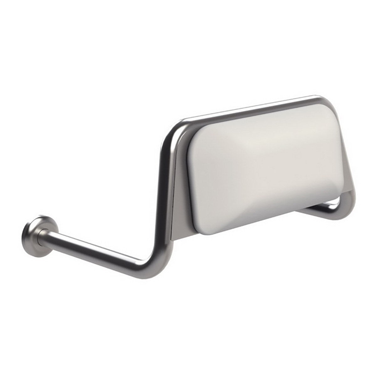 Fienza Care back rest for toilet suites, satin stainless steel with cushioned plate, wall-mounted