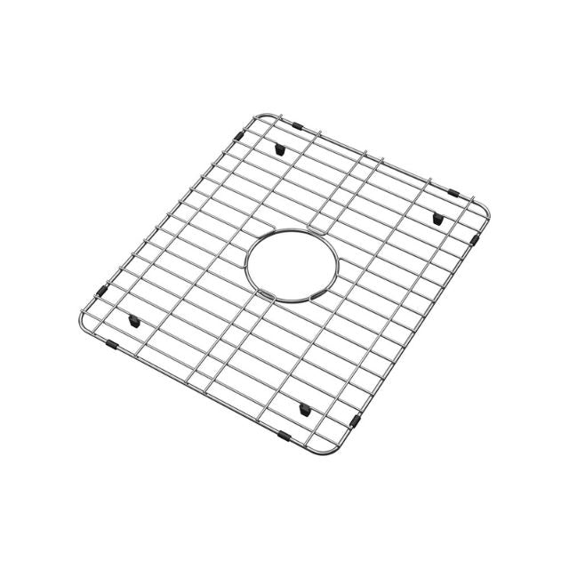 Fienza stainless steel double sink protector grid with centre drain hole, square top view