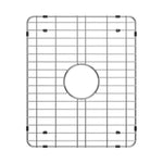 Fienza stainless steel double sink protector with centre drain hole, square rounded-corner grid, top view