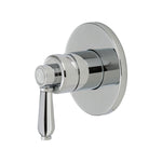 Fienza Eleanor chrome wall mixer tap with round plate and lever handle