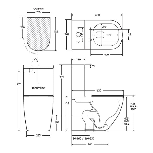 Fienza Empire Back-to-Wall Toilet Suite With Slim Seat