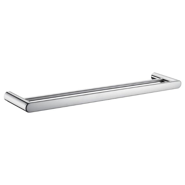 Fienza Empire double towel rail in chrome, 810mm, with sleek rounded wall mounts on a white background