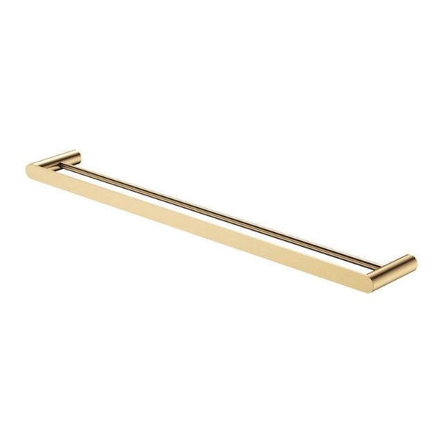 Fienza Empire Slim double towel rail 800mm in Urban Brass, wall-mounted bathroom accessory with rounded ends