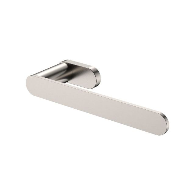 Fienza Empire Slim hand towel holder in brushed nickel, slim rounded wall-mounted bathroom accessory