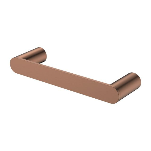 Fienza Empire Slim hand towel rail in brushed copper, rounded wall-mounted bathroom accessory