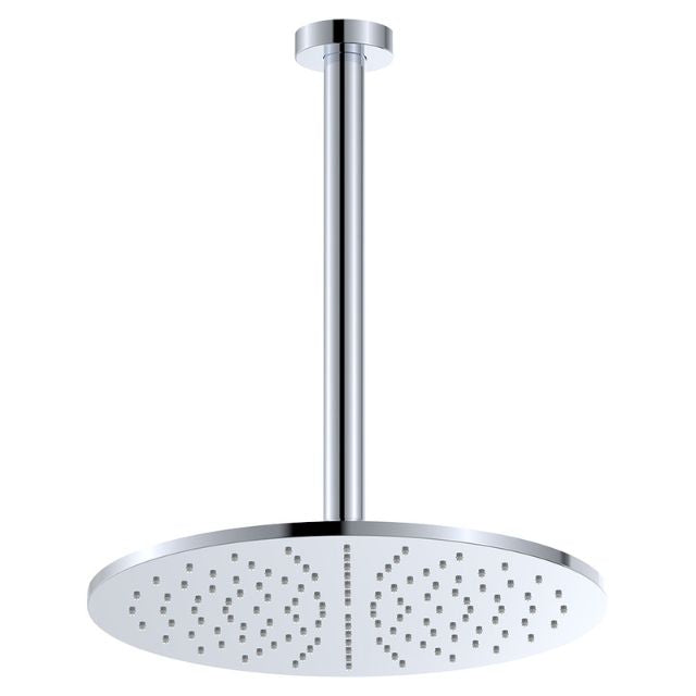 Fienza Empire Slim ceiling shower in chrome with round overhead head and straight dropper arm