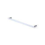 Fienza Empire Slim single towel rail, 600mm, chrome finish with rounded wall brackets on white background