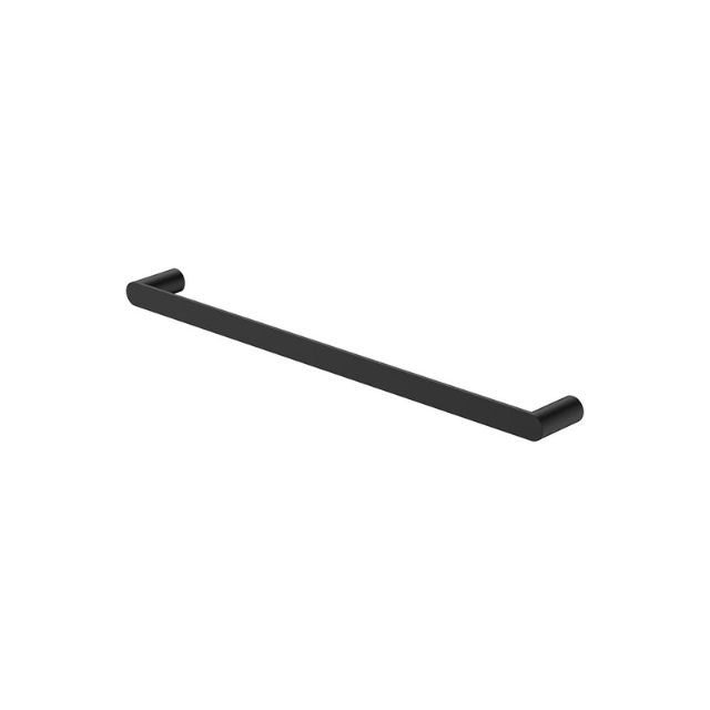 Fienza Empire Slim single towel rail, 600mm, matte black, slim rounded wall-mounted bar