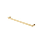 Fienza Empire Slim single towel rail in Urban Brass, 600mm, with slim rounded bar and wall brackets on white background