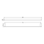 Fienza Empire Slim single towel rail technical drawing, 800mm, slim rounded profile, urban brass finish
