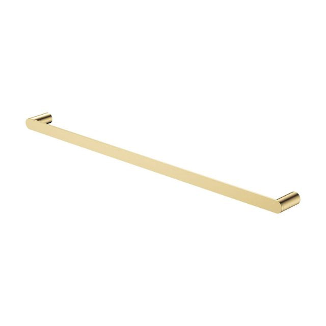 Fienza Empire Slim single towel rail in urban brass, 800mm with slim rounded profile and cylindrical wall mounts