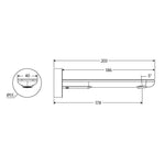 Technical drawing of Fienza Empire Slim wall basin/bath outlet, round plate and 178mm spout reach, side view with dimensions