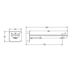 Fienza Empire Slim wall basin/bath outlet technical drawing with 180mm square plate and 178mm spout reach