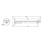 Fienza Empire Slim wall bath/basin outlet technical drawing, round plate, 220mm reach, brushed nickel, side view with dimensions