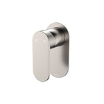 Fienza Empire Slim wall mixer in brushed nickel with oval wall plate and single lever handle