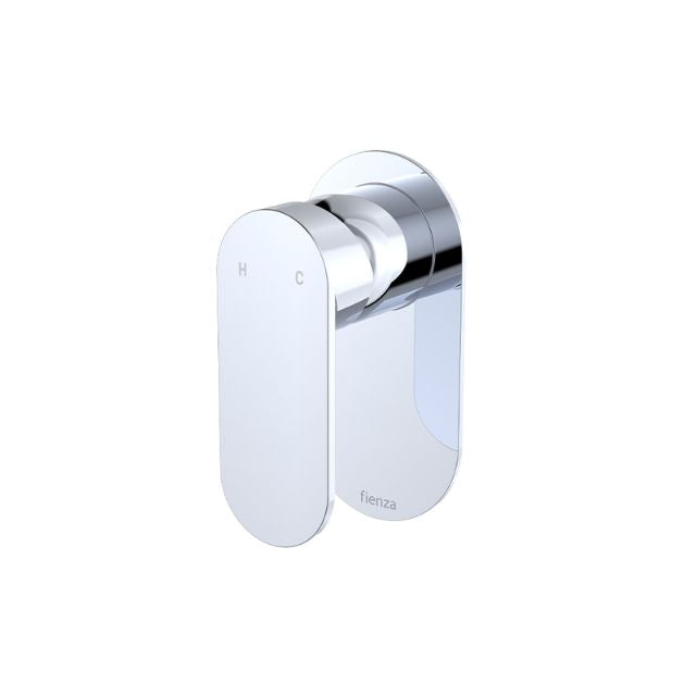 Fienza Empire Slim wall mixer with oval plate in chrome, single-lever wall-mounted tap for shower or bath