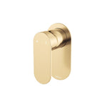 Fienza Empire Slim wall mixer, oval plate in Urban Brass, wall-mounted tap trim on white background