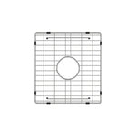 Fienza Hana stainless steel double sink protector with raised grid and round cut-out, top view