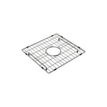 Fienza Hana stainless steel double sink protector with raised grid and rubber feet, shown on white background