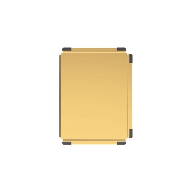 Fienza Hana sink draining tray in rugged brass, rectangular top view with black corner pads