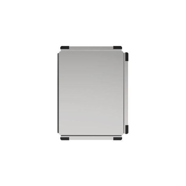Fienza Hana stainless steel sink draining tray, rectangular top view with black corner bumpers