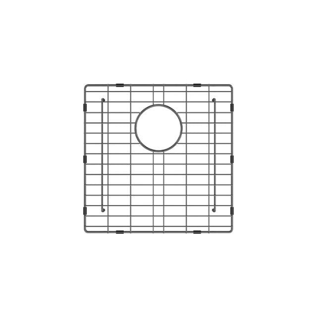 Fienza Hana square sink protector in carbon metal, 330x390mm, with central drain cut-out