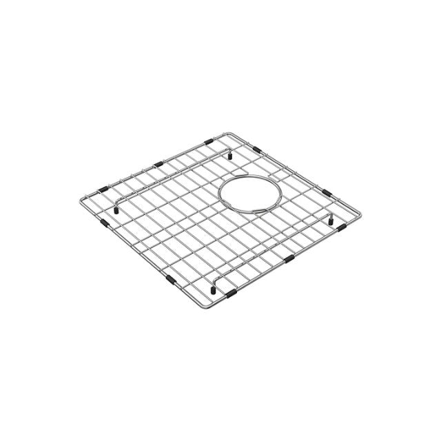 Fienza Hana stainless steel sink protector grid with centre cut-out, square low-profile bowl saver on white background