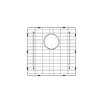 Fienza Hana stainless steel sink protector with central drain cut-out, square top view, low-profile grid design